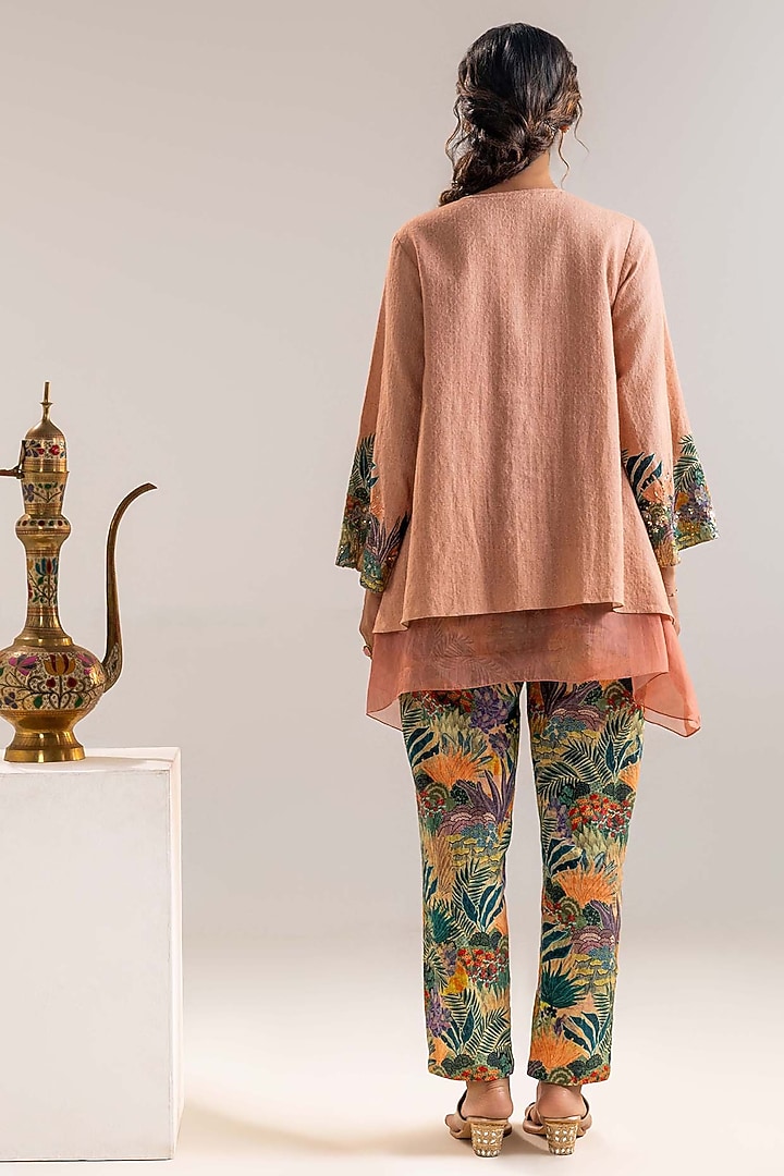 Pink Organza Embroidered Layered Kurta Set by Soup by Sougat Paul at Pernia's Pop Up Shop