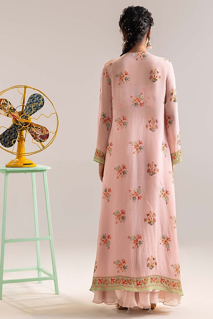 Pink Organza Embroidered Jacket Set by Soup by Sougat Paul at Pernia's Pop Up Shop