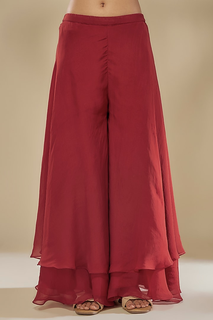 Red Organza Embroidered Jacket Set by Soup by Sougat Paul at Pernia's Pop Up Shop