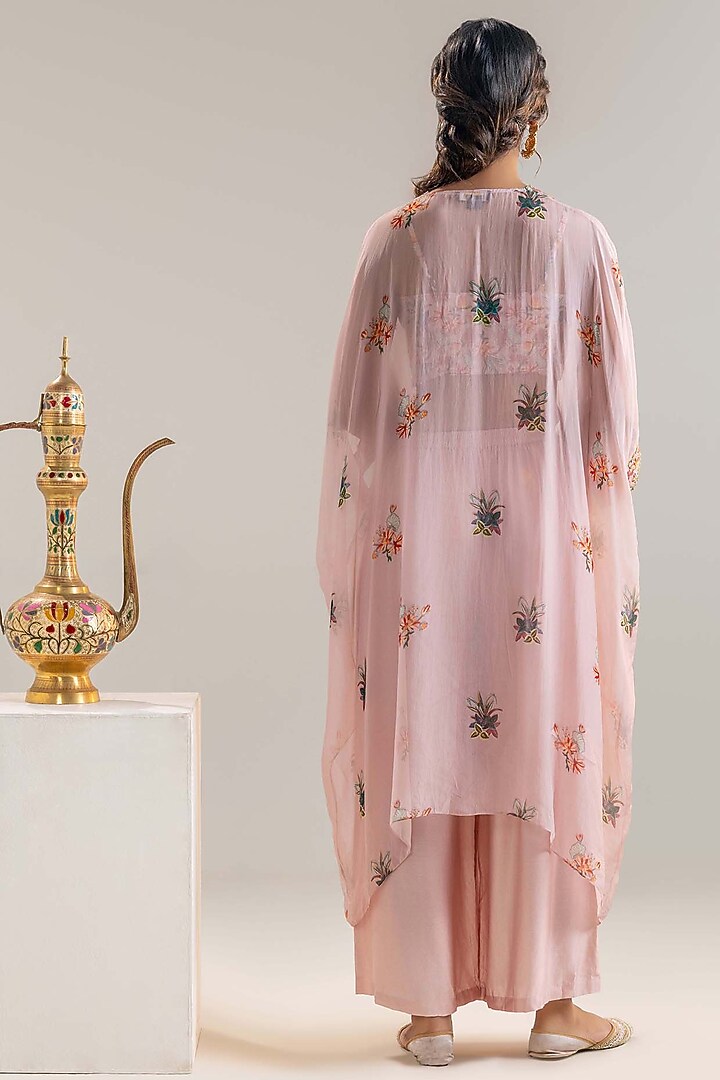 Pink Chanderi Embroidered Kaftan Set by Soup by Sougat Paul at Pernia's Pop Up Shop
