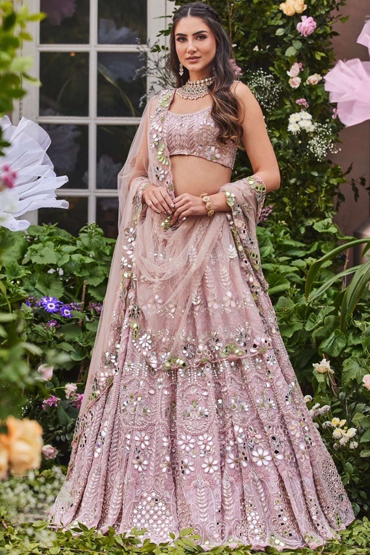 POWDER PINK LEHENGA-Shrena Hirawat-Fabilicious Fashion