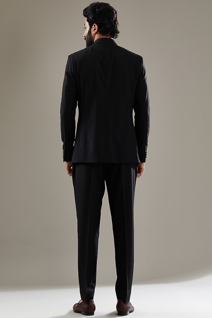 Black Terry Wool Embroidered Jodhpuri Set by SBJ at Pernia's Pop Up Shop