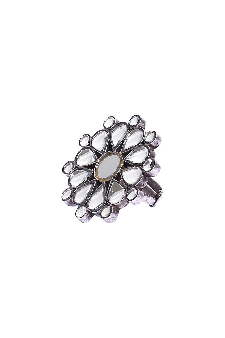 Silver Handcrafted Adjustable Ring In Sterling Silver by Sangeeta Boochra