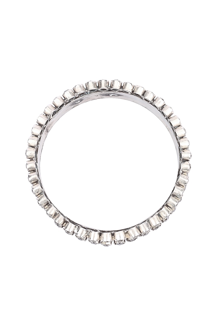 Two-Tone Finish Stone Floral Bracelet In Sterling Silver by Sangeeta Boochra at Pernia's Pop Up Shop