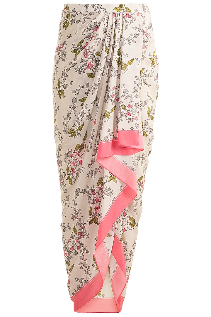 Ivory & Pink Jacket With Dhoti Skirt by Soup by Sougat Paul at Pernia's Pop Up Shop
