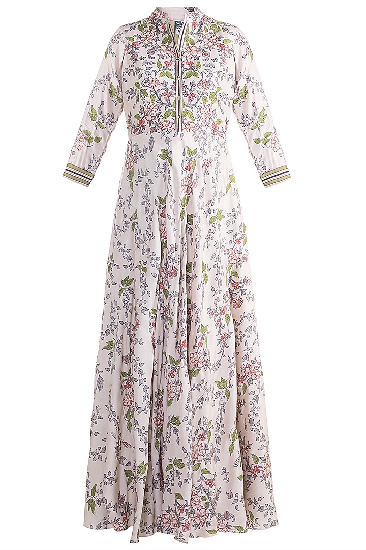 Ivory Embroidered Printed Gown by Soup by Sougat Paul at Pernia's Pop Up Shop