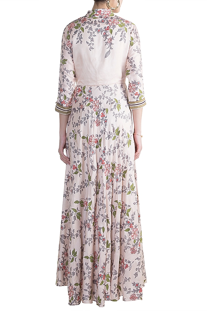 Ivory Embroidered Printed Gown by Soup by Sougat Paul at Pernia's Pop Up Shop