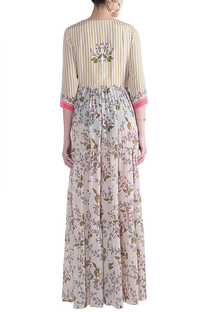 Ivory Tiered Gown With Layered Jacket by Soup by Sougat Paul at Pernia's Pop Up Shop