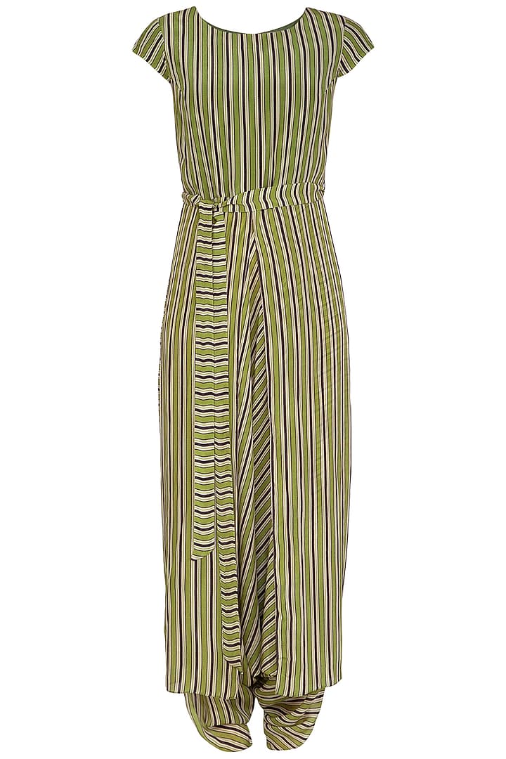 Off White Embroidered Printed Jumpsuit With Peplum Jacket by Soup by Sougat Paul at Pernia's Pop Up Shop
