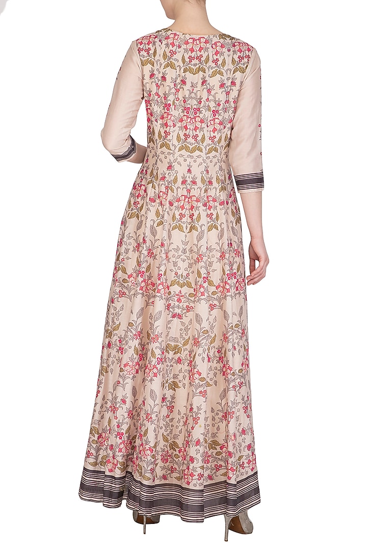 Off White Embroidered Printed Flared Maxi Vacation Dress by Soup by Sougat Paul at Pernia's Pop Up Shop