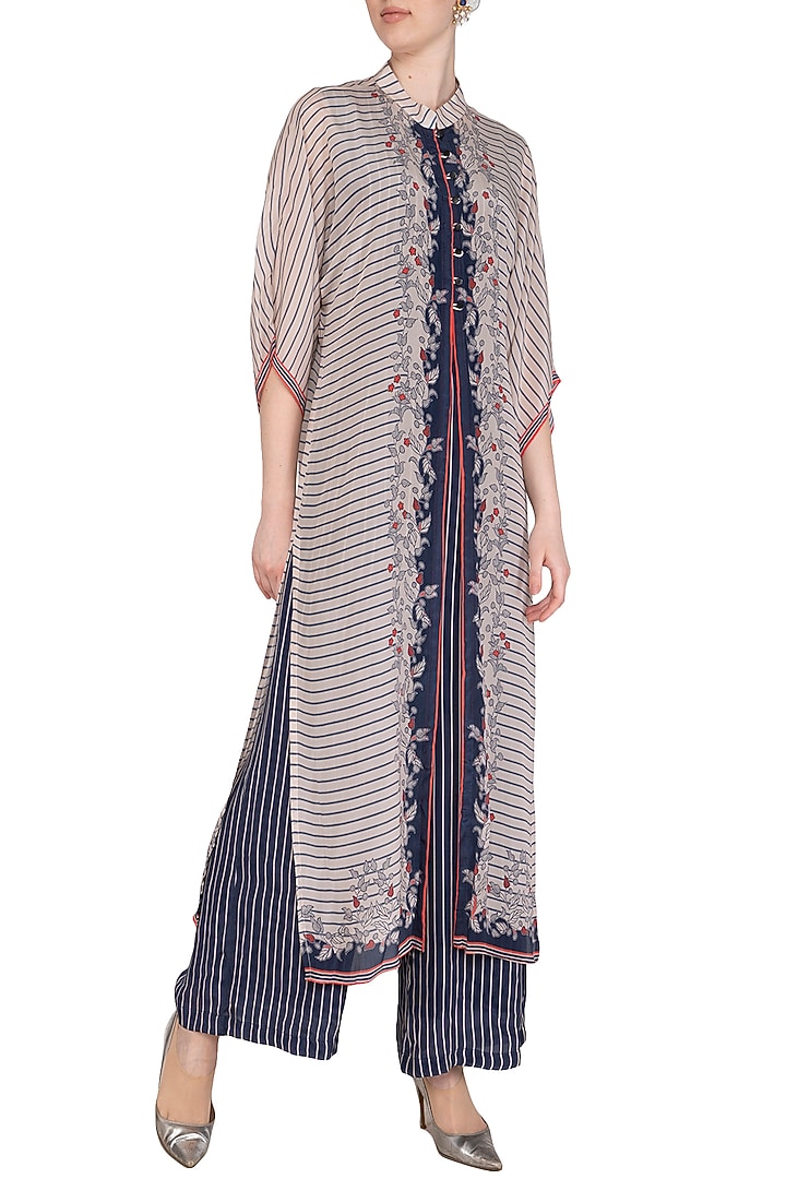 Off White Printed Jumpsuit With Jacket by Soup by Sougat Paul at Pernia's Pop Up Shop