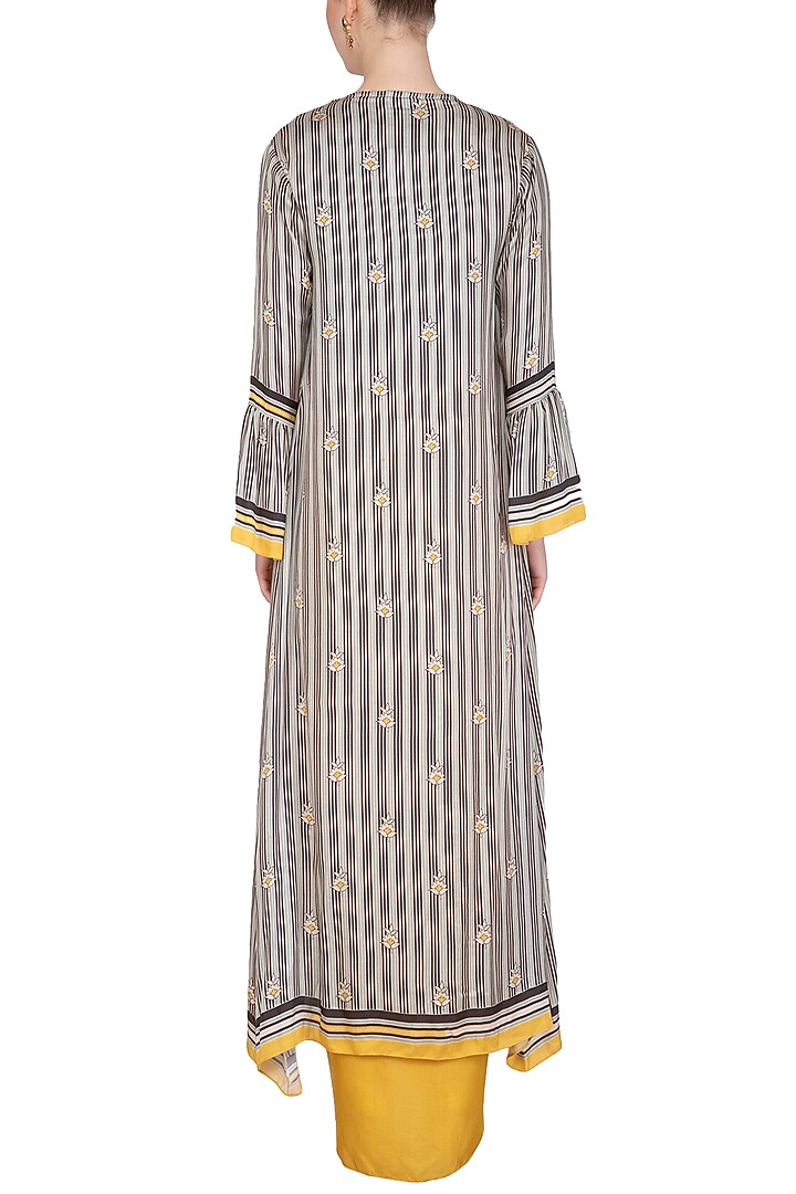Powder Blue Embroidered Printed Crop Top With Dhoti Pants & Jacket by Soup by Sougat Paul at Pernia's Pop Up Shop