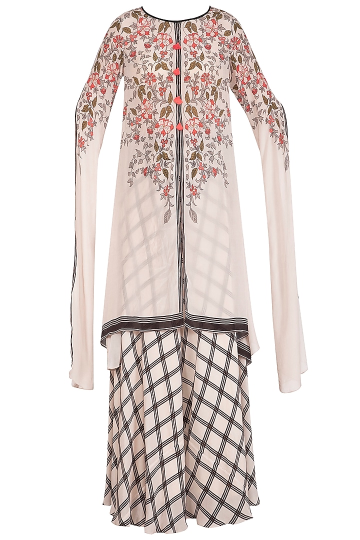 Off White Printed Tunic With Flared Pants by Soup by Sougat Paul