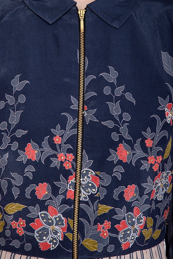 Indigo Blue Embroidered Printed Maxi Vacation Dress by Soup by Sougat Paul at Pernia's Pop Up Shop