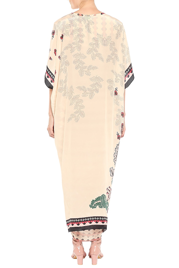 Baby Pink & Peach Printed Draped Vacation Dress With Asymmetrical Jacket by Soup by Sougat Paul at Pernia's Pop Up Shop