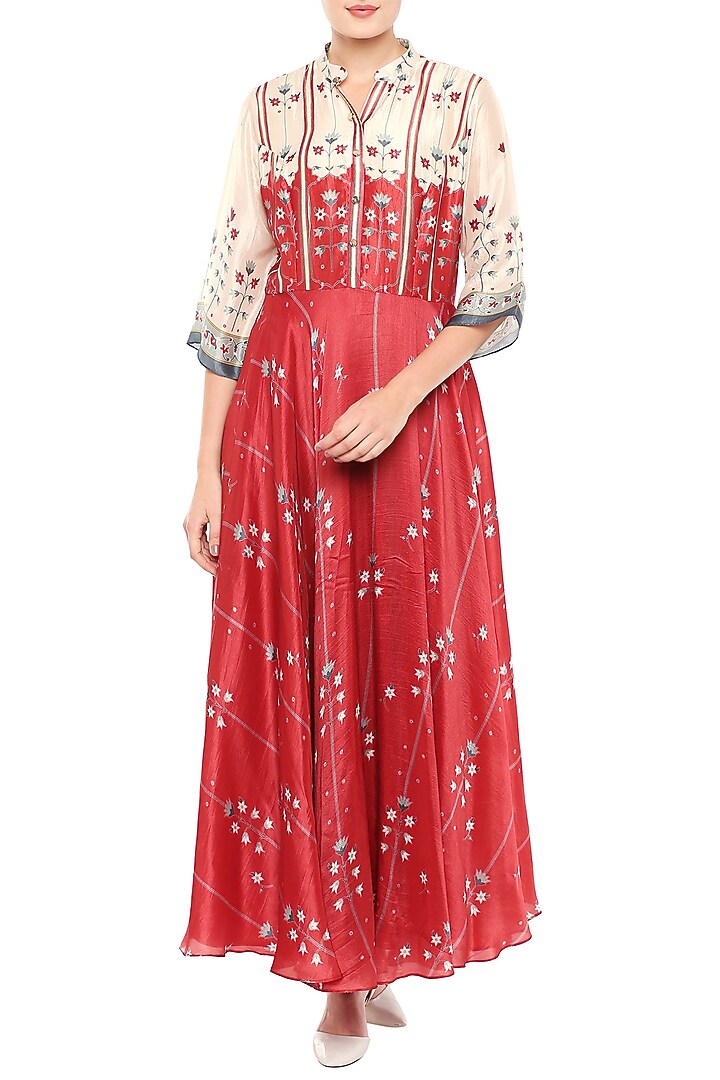 Multi Colored Party Wear Anarkali Gown With Dupatta by Soup by Sougat Paul at Pernia's Pop Up Shop