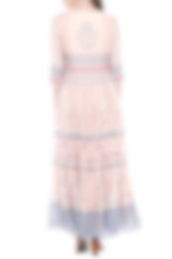 Baby Pink Printed Maxi Dress by Soup by Sougat Paul