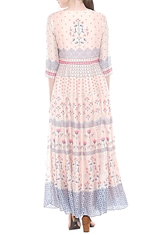 Baby Pink Printed Maxi Dress Design by Soup by Sougat Paul at Pernia's ...