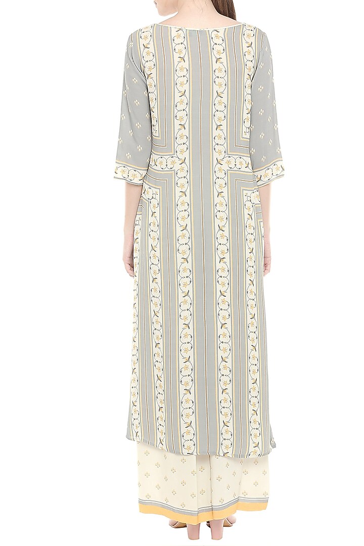 Grey & Off White Printed Kurta With Palazzo Pants by Soup by Sougat Paul at Pernia's Pop Up Shop