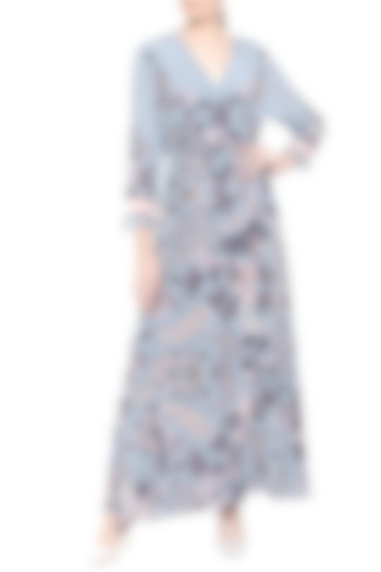 Blue Wrap Summer Dress With Tassels by Soup by Sougat Paul at Pernia's Pop Up Shop