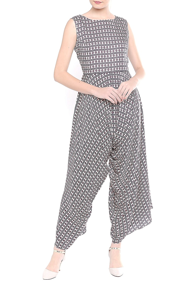 Black & Orange Printed Jumpsuit With Jacket by Soup by Sougat Paul at Pernia's Pop Up Shop