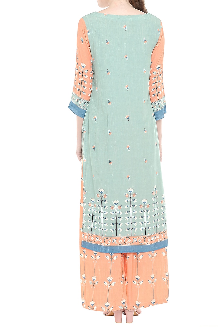 Orange & Blue Printed Kurta With Palazzo Pants by Soup by Sougat Paul at Pernia's Pop Up Shop
