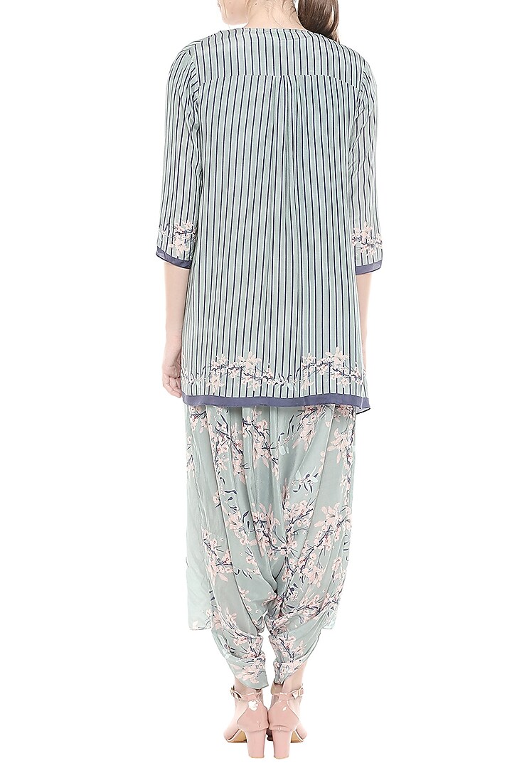 Blue Printed Jumpsuit With Jacket by Soup by Sougat Paul at Pernia's Pop Up Shop
