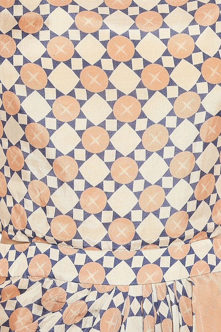 Peach Draped Vacation Dress With Embellished Jacket by Soup by Sougat Paul at Pernia's Pop Up Shop