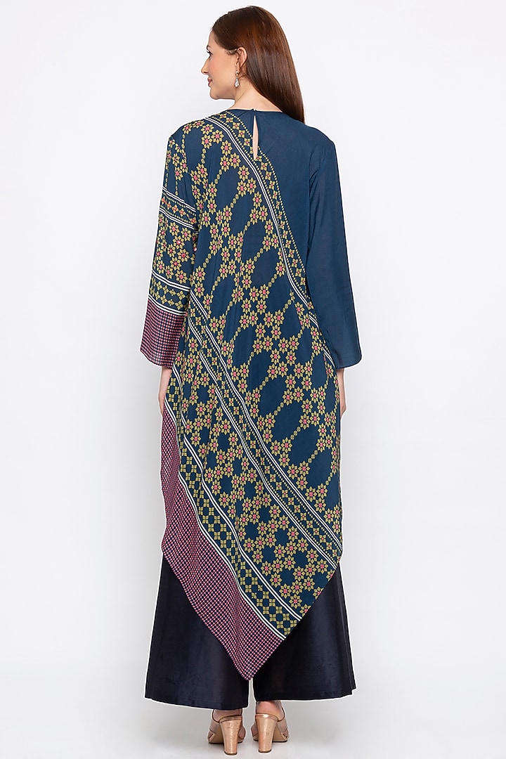 Blue Embroidered Kurta & Palazzo Pants by Soup by Sougat Paul at Pernia's Pop Up Shop