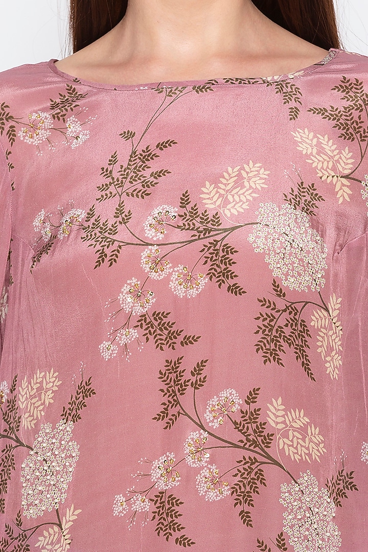 Pink Printed Kurta With Striped Palazzo Pants by Soup by Sougat Paul at Pernia's Pop Up Shop