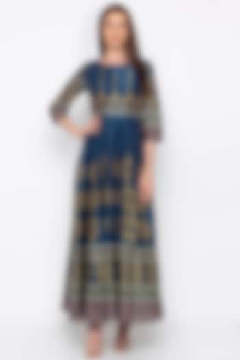 Blue Printed & Embroidered Anarkali by Soup by Sougat Paul