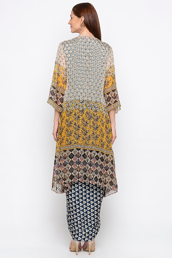 Beige Organza & Satin Printed Jacket Vacation Dress by Soup by Sougat Paul at Pernia's Pop Up Shop