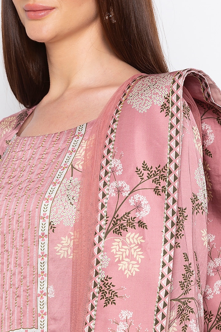 Pink Printed & Embroidered Kurta Set by Soup by Sougat Paul at Pernia's Pop Up Shop
