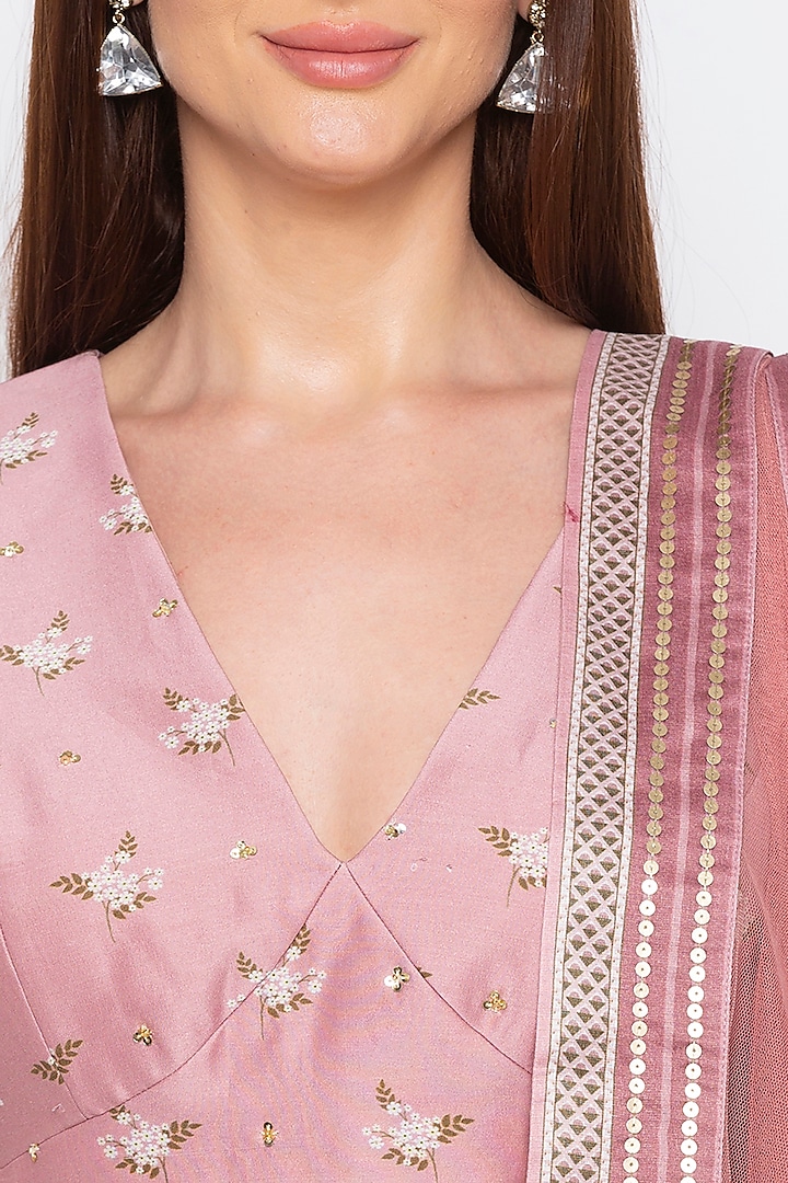 Pink Printed & Embroidered Lehenga Set by Soup by Sougat Paul at Pernia's Pop Up Shop