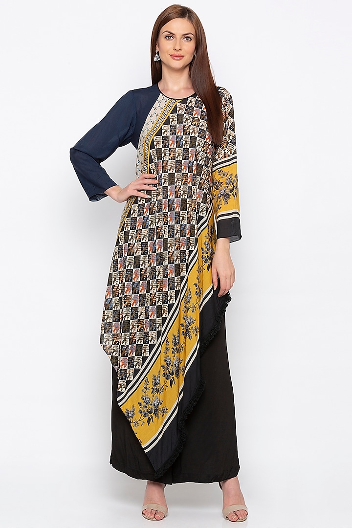 Multi Colored Embroidered & Printed Kurta With Pant by Soup by Sougat Paul