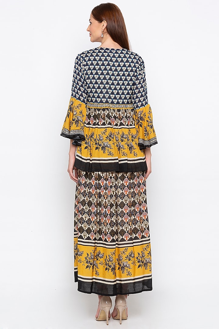 Multi Colored Printed Pleated Vacation Dress With Jacket by Soup by Sougat Paul at Pernia's Pop Up Shop