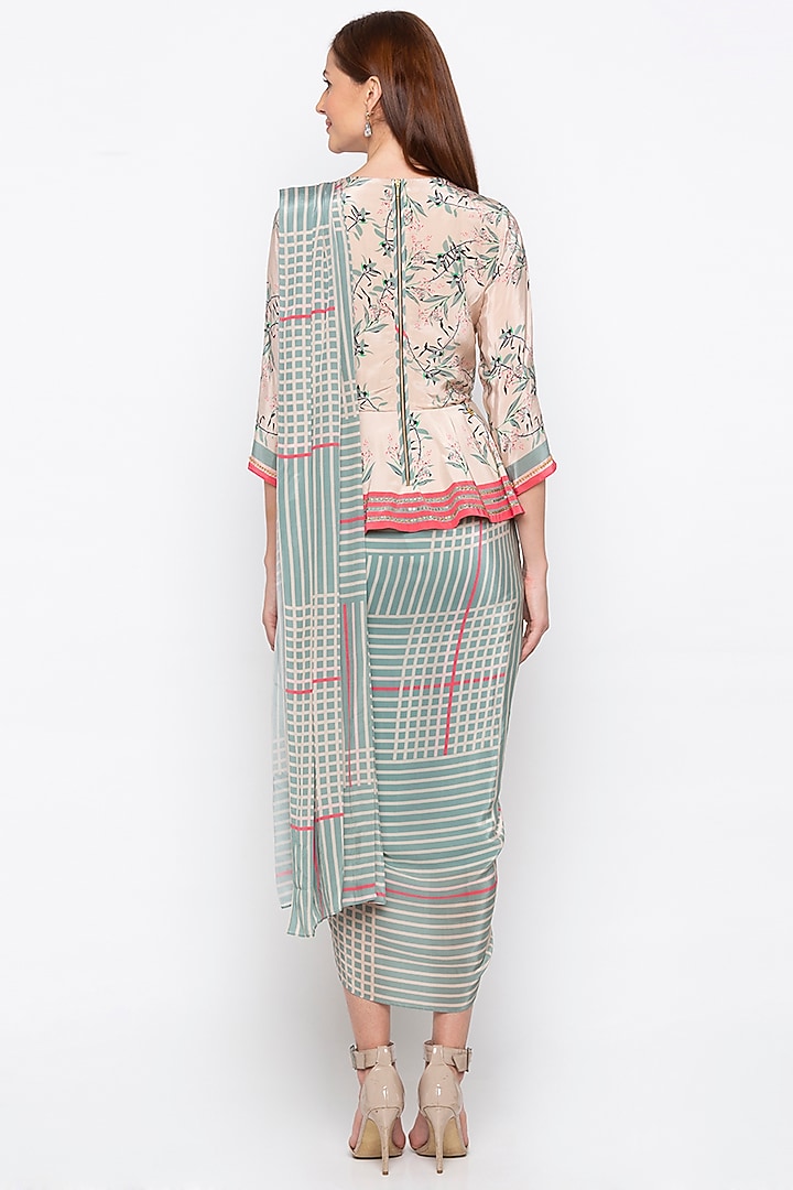 Multi-Colored Crepe Printed Pre-Stitched Party Wear Saree Set by Soup by Sougat Paul at Pernia's Pop Up Shop