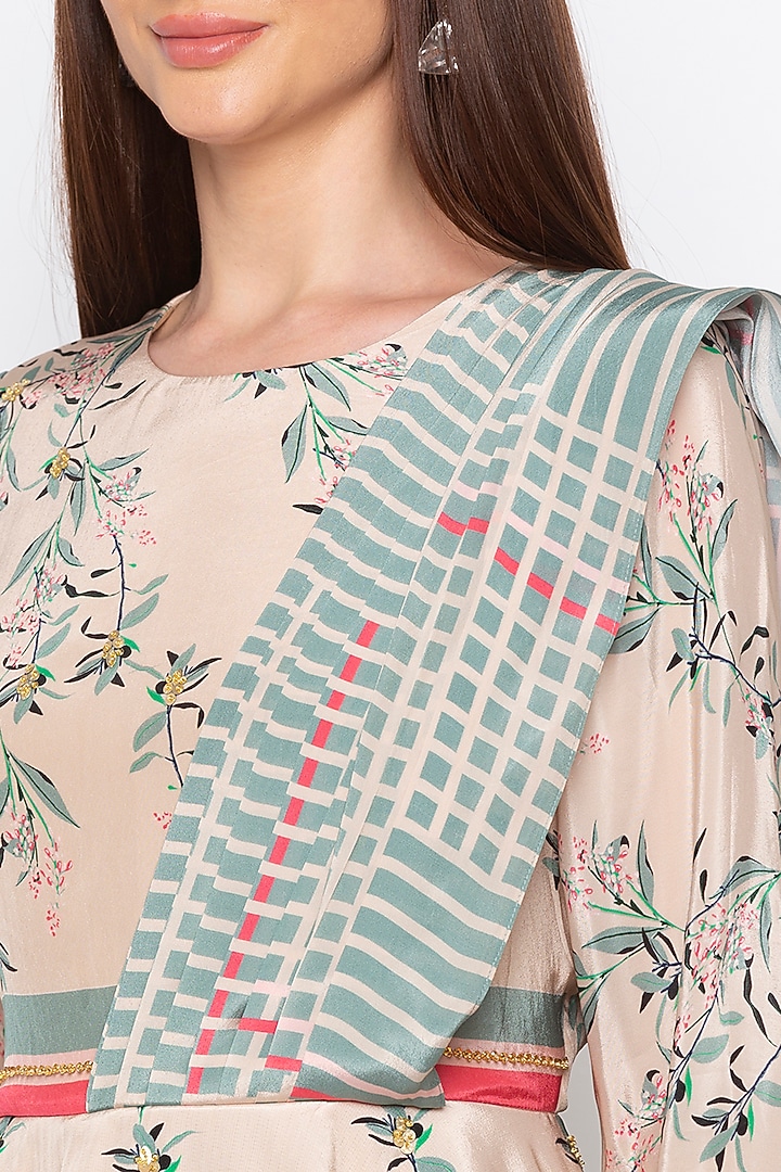 Multi-Colored Crepe Printed Pre-Stitched Party Wear Saree Set by Soup by Sougat Paul at Pernia's Pop Up Shop