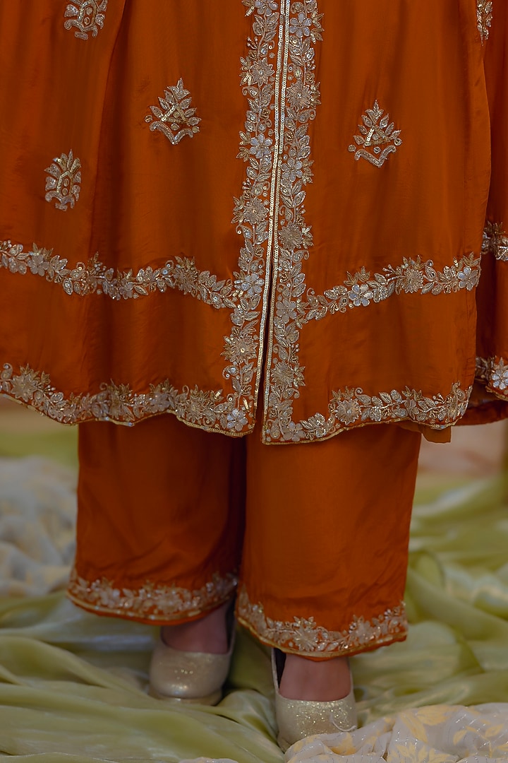 Mustard Crepe Embroidered Wedding Anarkali Set by Scarlet by shruti Jamaal at Pernia's Pop Up Shop