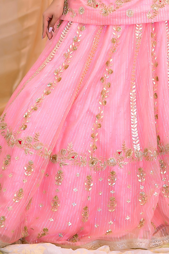 Pink Crepe Wedding Lehenga Set by Scarlet by shruti Jamaal at Pernia's Pop Up Shop