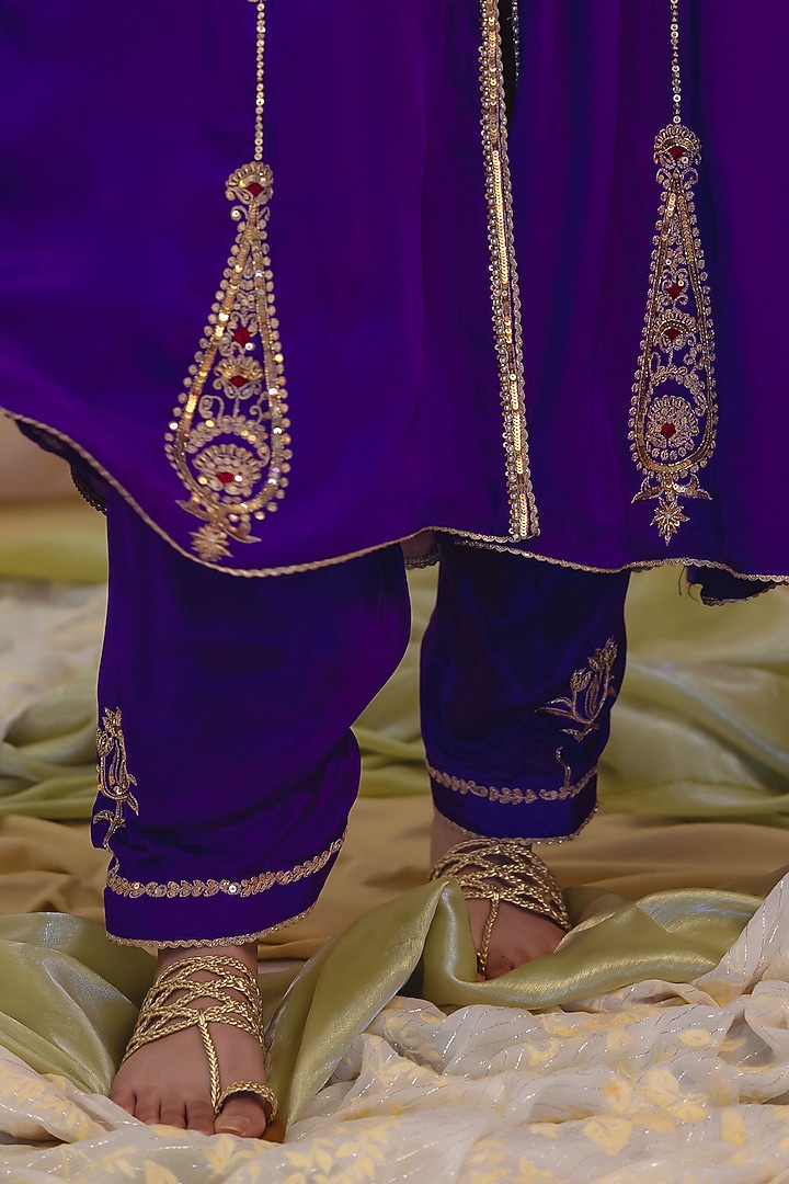 Purple Tulle Net Embroidered Party Wear Anarkali Set by Scarlet by shruti Jamaal at Pernia's Pop Up Shop