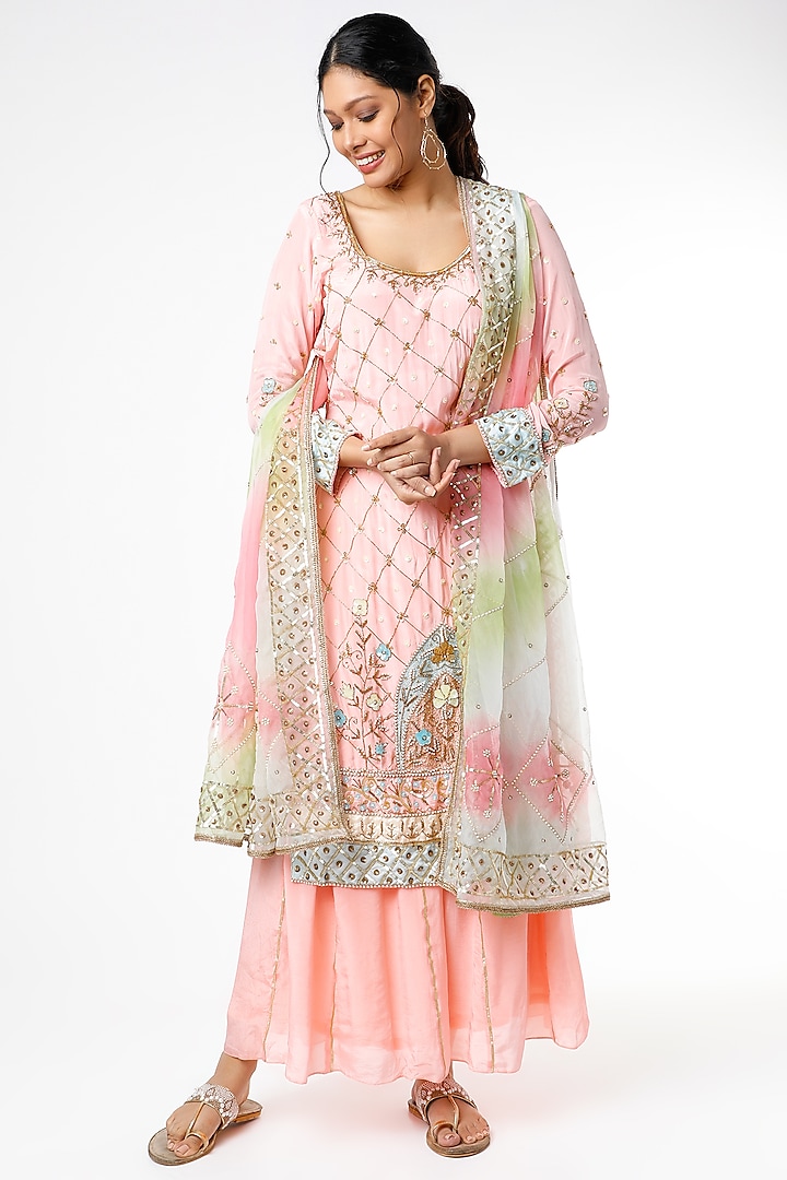 Carnation Pink Kalidar Sharara Set by Scarlet by Shruti Jamaal