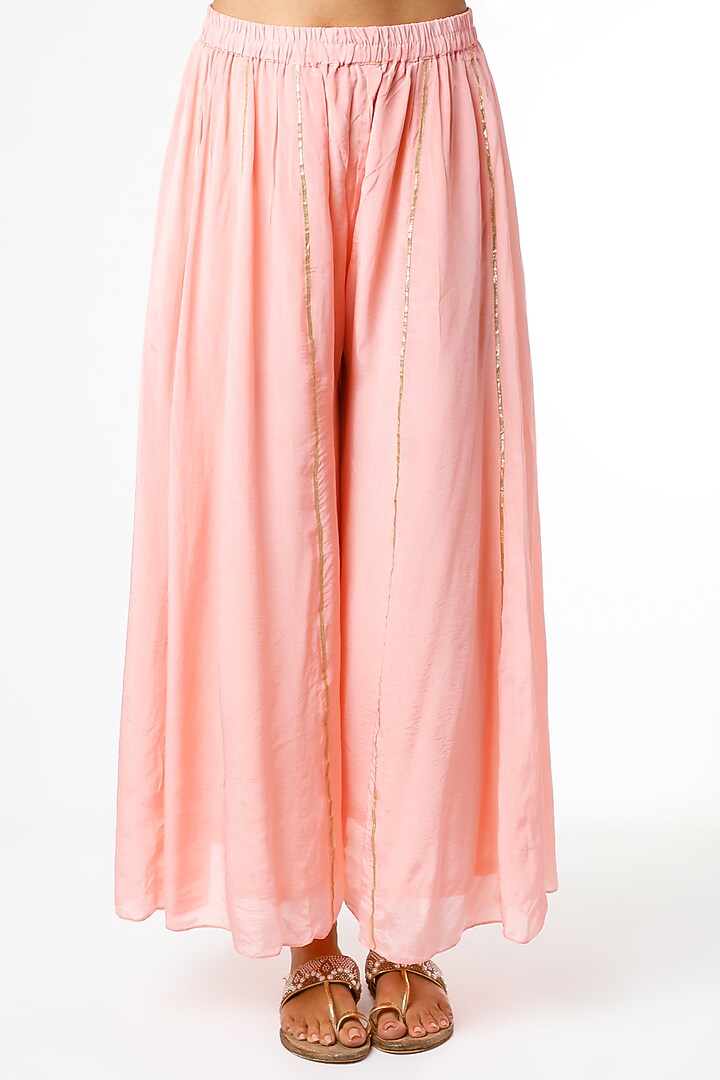 Carnation Pink Kalidar Wedding Sharara Set by Scarlet by Shruti Jamaal at Pernia's Pop Up Shop