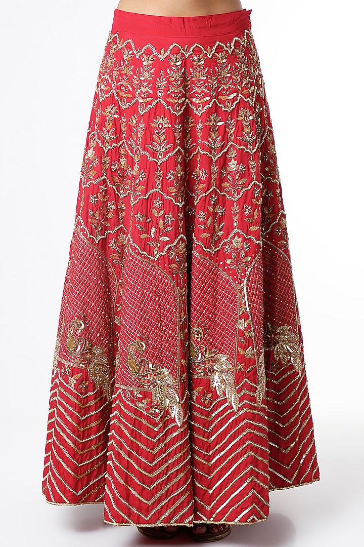 Red Sequins Embroidered Bridal Lehenga Set by Scarlet by Shruti Jamaal at Pernia's Pop Up Shop