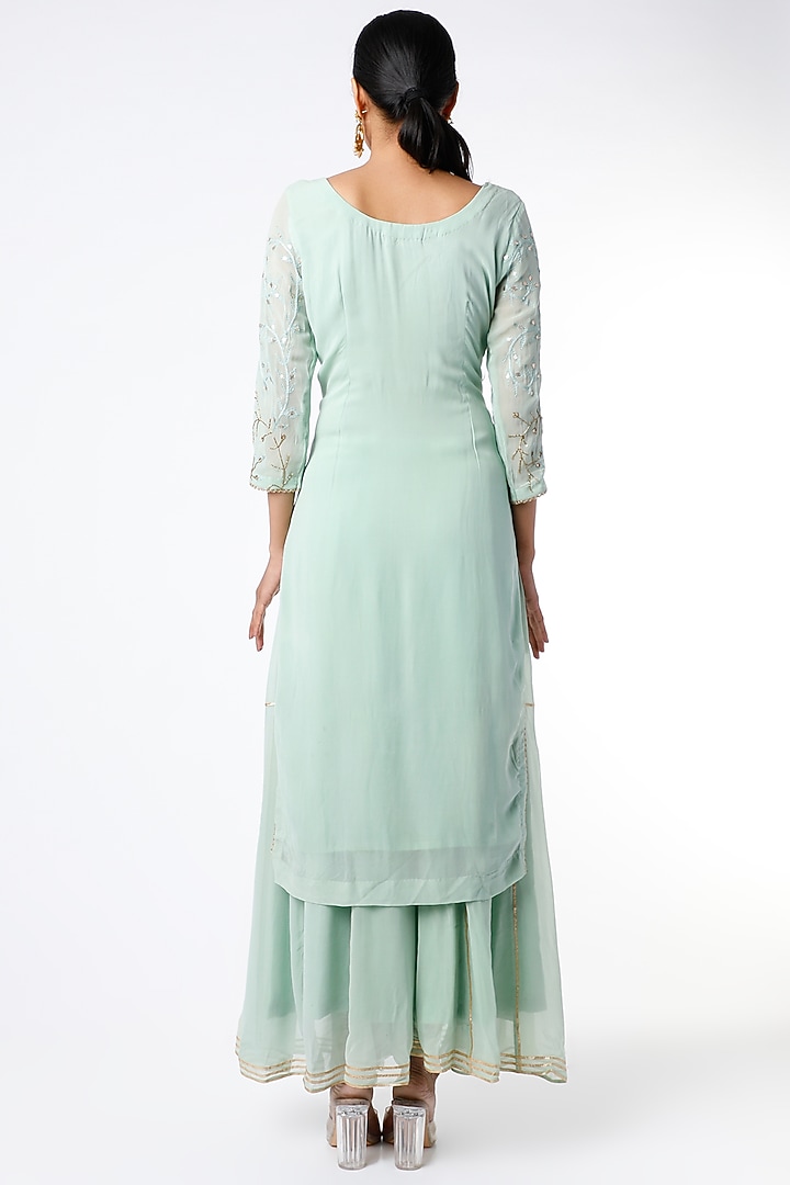 Sea Foam Georgette Party Wear Sharara Set by Scarlet by shruti Jamaal at Pernia's Pop Up Shop