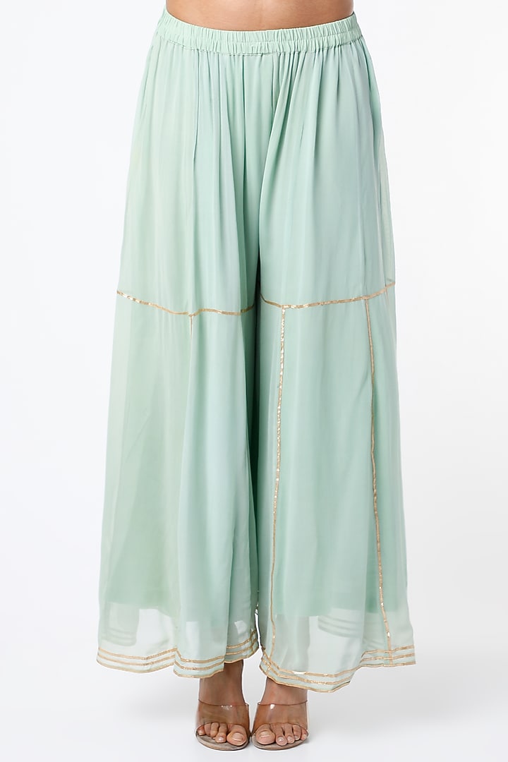 Sea Foam Georgette Party Wear Sharara Set by Scarlet by shruti Jamaal at Pernia's Pop Up Shop