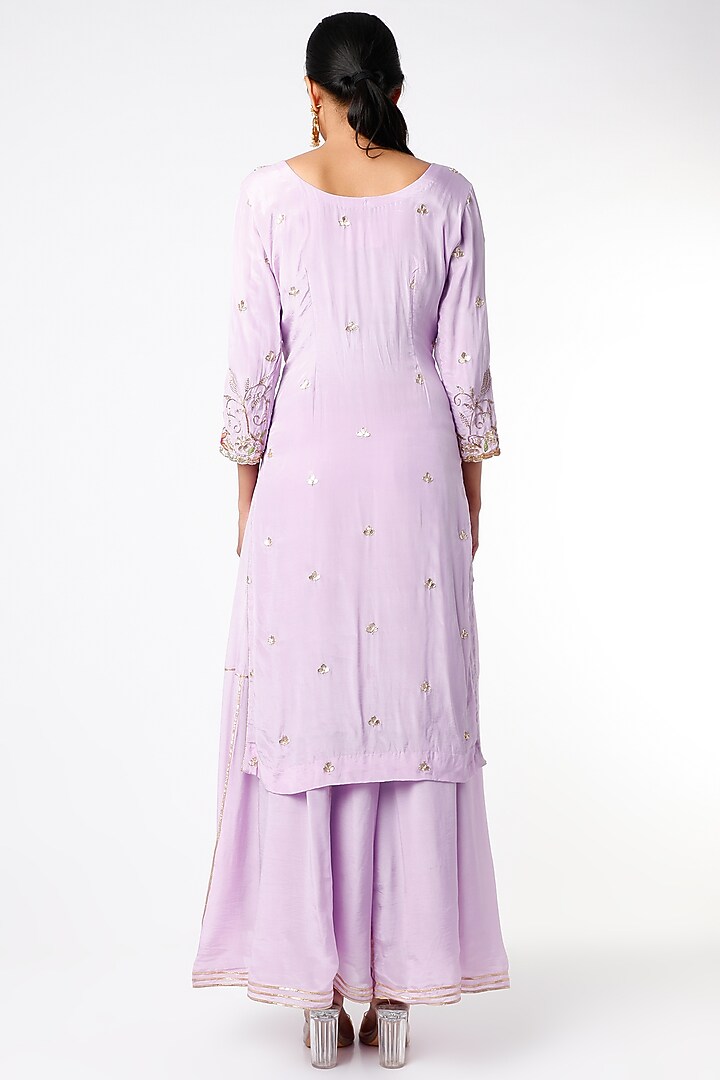 Lilac Crepe Wedding Sharara Set by Scarlet by shruti Jamaal at Pernia's Pop Up Shop