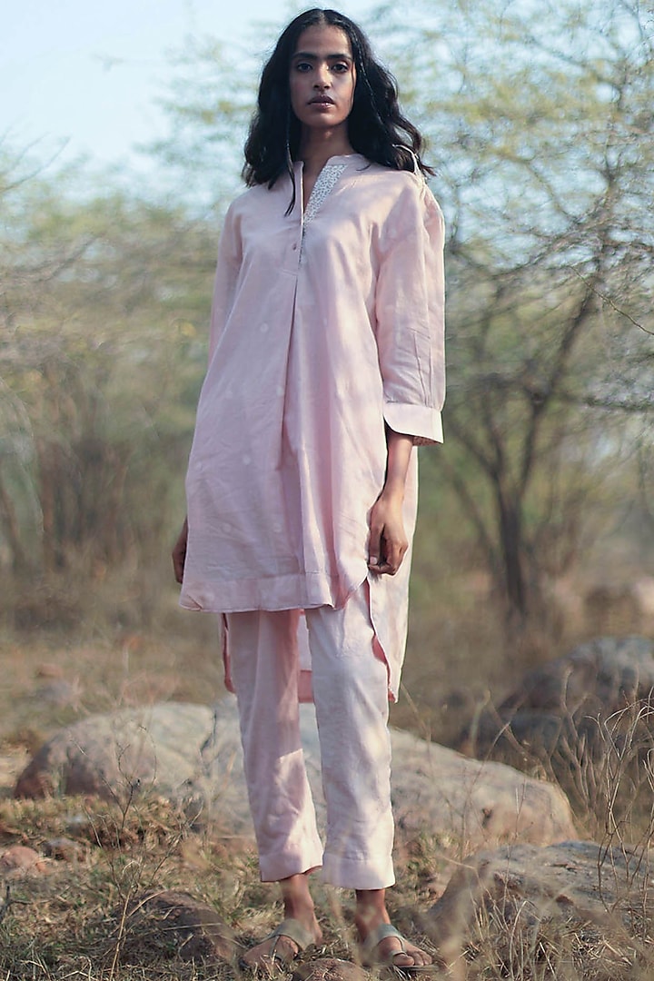 Blush Pink Cigarette Pant Set by Shorshe Clothing