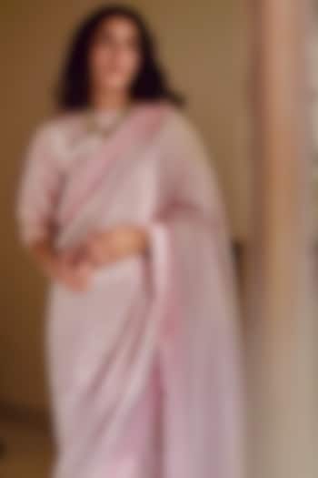 Shell Pink Handwoven Tissue Saree by Shorshe Clothing