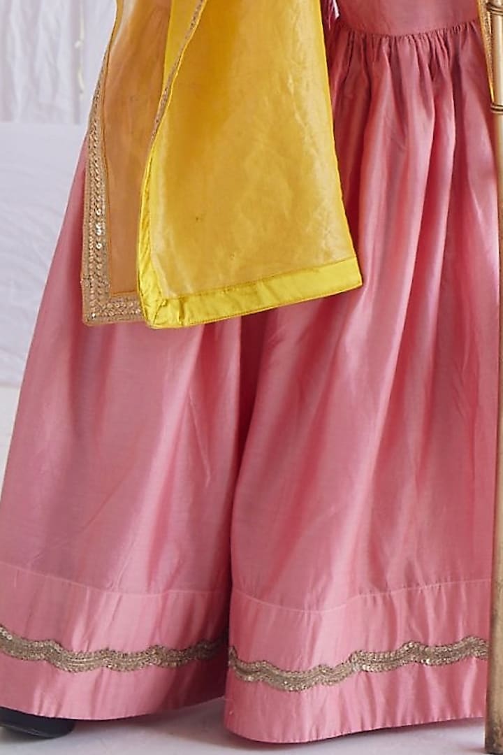 Gulab Pink Chanderi Party Wear Sharara Set by Shorshe Clothing at Pernia's Pop Up Shop